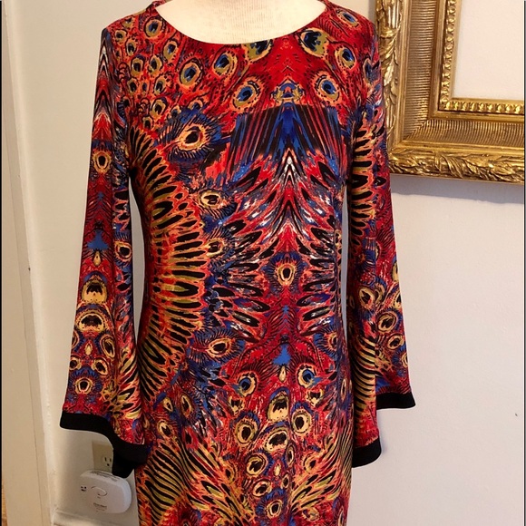 Emma & Michele Peacock Pattern Dress Medium - Picture 4 of 6